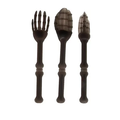 Kit Talheres com Colher, Faca e Garfo – Halloween Horripilante - Cor Preto