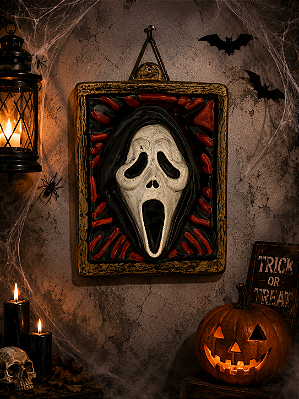 Placa Decorativa Pânico Halloween na Moldura – 48x38cm