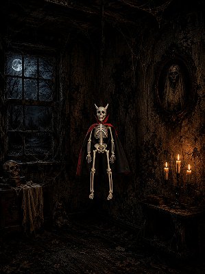 Esqueleto Diabinho com Chifres – Enfeite de Halloween 40cm