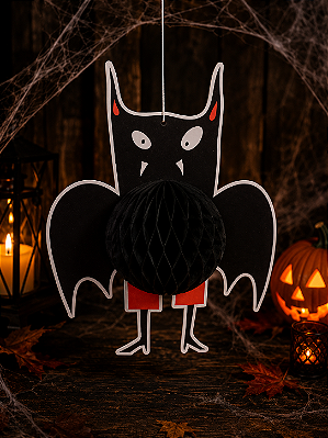Enfeite Halloween Morcego de Papel Sanfonado – 21cm