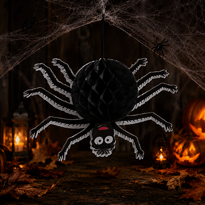 Enfeite Halloween Aranha de Papel Sanfonado – 21cm