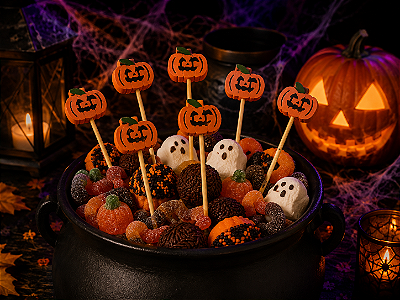 Pick Decorativo Halloween Abóbora 12cm – Kit com 12 Unidades