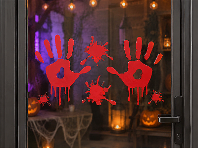 Adesivo de Vinil Halloween 35x25cm – Mãos Sangrentas