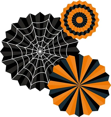 Kit Decorativo Halloween Leque de Papel – 3 Unidades
