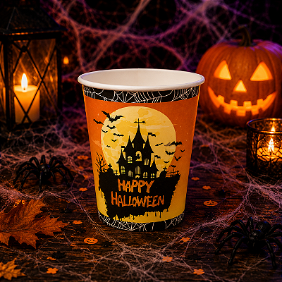Copo de Papel Halloween Castelo 270ml – 10 Unidades