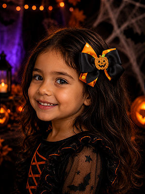 Presilha Laço Halloween Abóbora – 1 Unidade