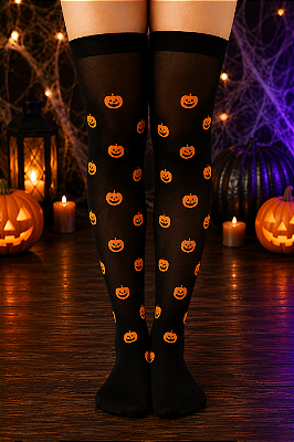 Meia-Calça 7/8 Halloween Estampa Abóboras