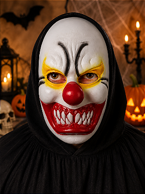 Máscara Palhaço com Capuz – Fantasia Assustadora para Halloween, Carnaval e Festas à Fantasia