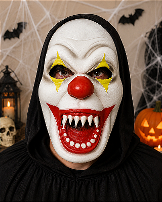Máscara Palhaço com Capuz – Fantasia de Terror para Halloween, Carnaval e Festas à Fantasia