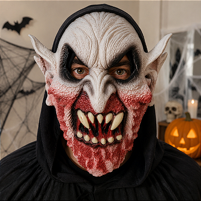 Máscara Monstro Carnívoro com Capuz – Fantasia Aterrorizante para Halloween, Carnaval e Festas à Fantasia