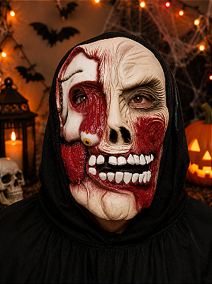 Máscara Olho Caído com Capuz – Fantasia Assustadora para Halloween e Carnaval
