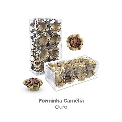 Forminha de Papel para Doces Ouro | Modelo Camélia – 40 Unidades