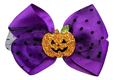 Laço Presilha Abóbora Bruxa – Enfeite de Cabelo para Halloween