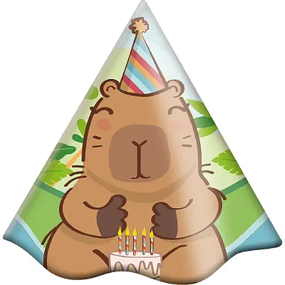 Chapéu de Aniversário Capivara – 8 Unidades