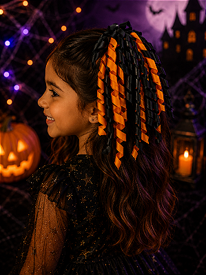 Presilha Rococó Halloween – Laranja e Preto