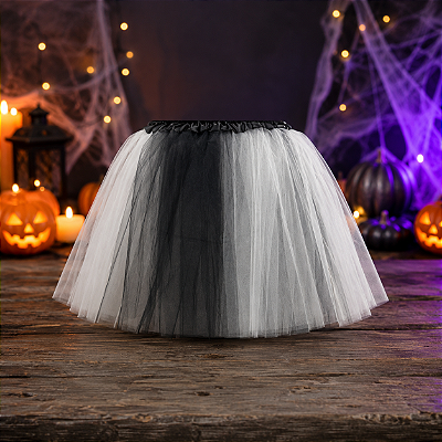 Saia de Tule 40cm Cor Dupla Festa de Halloween