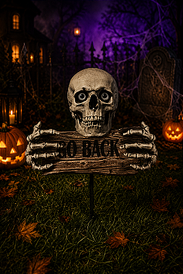 Placa Cartonada Esqueleto para Jardim Halloween 52x42cm