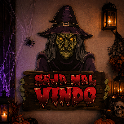 Enfeite Painel Halloween Seja Mal-Vindo Bruxa 55x50cm – Decoração Temática