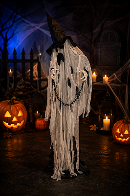 Boneco Fantasma Olavo 1,90m – Com Som, Luz e Movimento