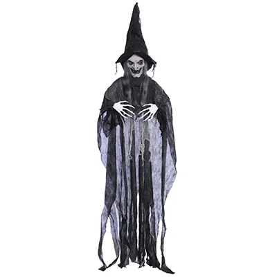 Boneca Bruxa Alba com Som e Luz – 1,80m – Decoração de Halloween Realista