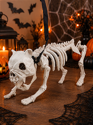 Esqueleto de Cachorro 19cm – Miniatura Decorativa para Halloween e Ambientes Temáticos
