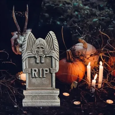 Lápide Morte Assustadora 39,5cm – Decoração de Halloween Realista e Sinistra