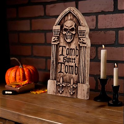 Lápide das Trevas 39,5cm – Decoração de Halloween Sombria e Realista