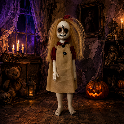 Boneca Menina Caveira de Halloween 32cm