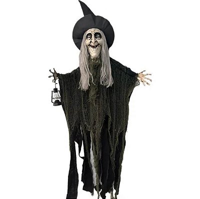 Bruxa Pendurada com Som e Movimento 1,20m – Decoração de Halloween