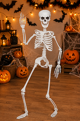 Esqueleto de Plástico Articulado Decorativo 90cm – Decoração de Halloween