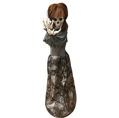 Caveira Menina com Movimento e Som 1,20m – Decoração de Halloween