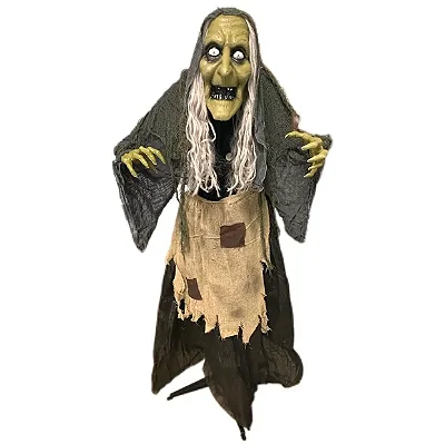 Bruxa em Pé com Som e Movimento 1,60m – Decoração Halloween Animatrônica