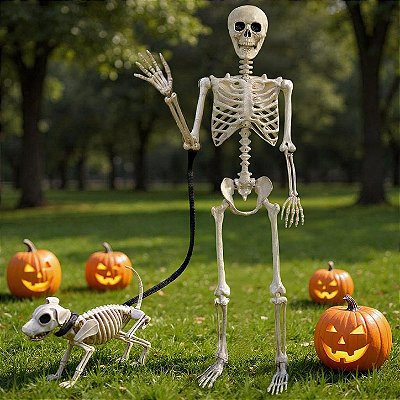 Esqueleto Articulado Jack 185 cm – Decoração Gigante para Halloween