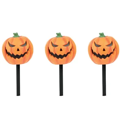 Espetos Decorativos para Jardim – Abóboras Iluminadas 30 cm (Kit com 3 unidades)