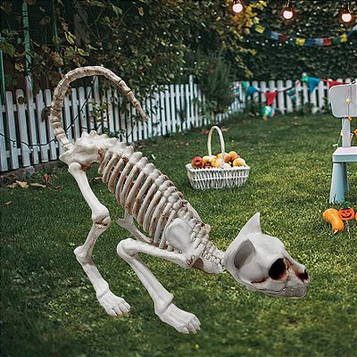 Enfeite Gato Ossada Halloween – 40x25x12cm