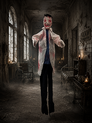 Enfeite de Halloween Zumbi Médico Baltazar com Luz e Som – 1,70m