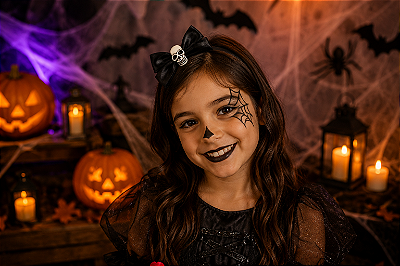 Laço Caveira Presilha Halloween - 1 Unidade