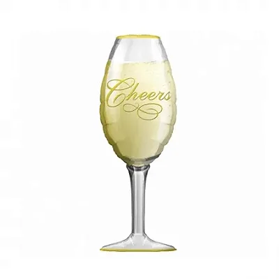 Balão Metalizado Taça de Champanhe Dourado – 40x101cm
