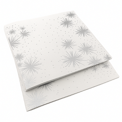 Guardanapos de Papel Estrelas Prata Brilhante Natal e Ano Novo - 20 Unidades