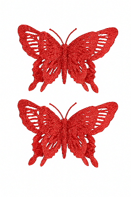 Borboleta Decorativa Vermelho 15cm – Kit com 2 Unidades