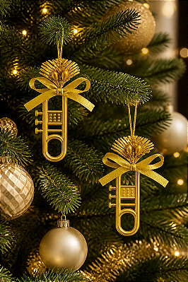 Ornamento Natalino Pistão Dourado 8cm – 2 Unidades