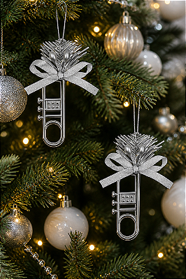 Ornamento Natalino Pistão Prata 8cm – 2 Unidades