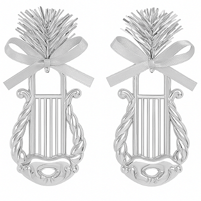 Ornamento Harpa Prata 8cm – Kit com 2 Unidades