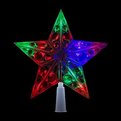 Ponteira Estrela de Natal LED Colorida 18cm – Para Árvore de Natal