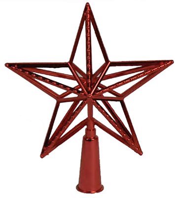 Ponteira Estrela Vazada Vermelha 15,5cm – Topo de Árvore de Natal