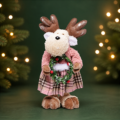 Enfeite de Natal Rena Vestido – 30x12x14cm
