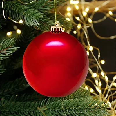 Bola de Natal Grande Vermelha 15cm – Enfeite Clássico para Árvore