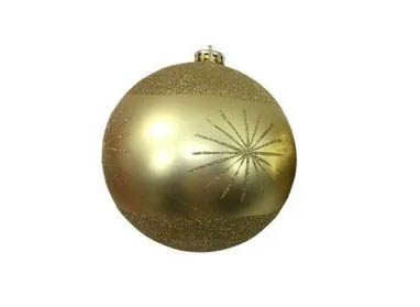 Bola Decorada Natalina com Glitter Gigante Dourada 15cm