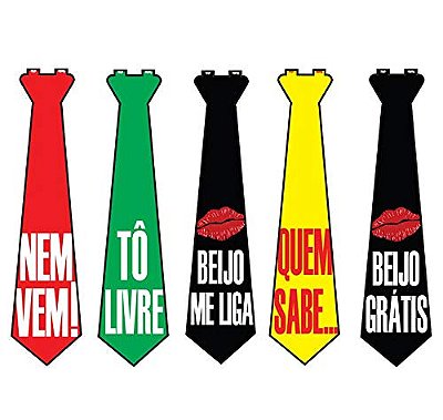 Gravata com Plaquinhas Divertidas - Kit 10 Unidades