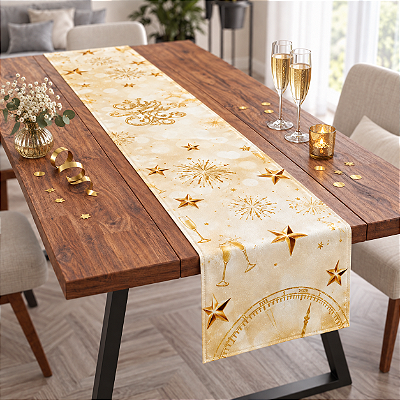 Trilho de Mesa 40x200cm Ouro Ano Novo